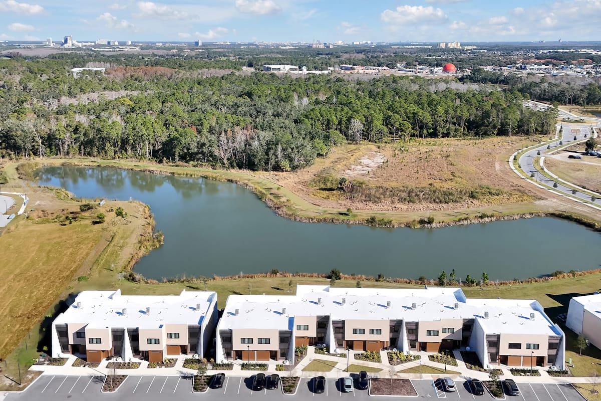 Aerial view of the development