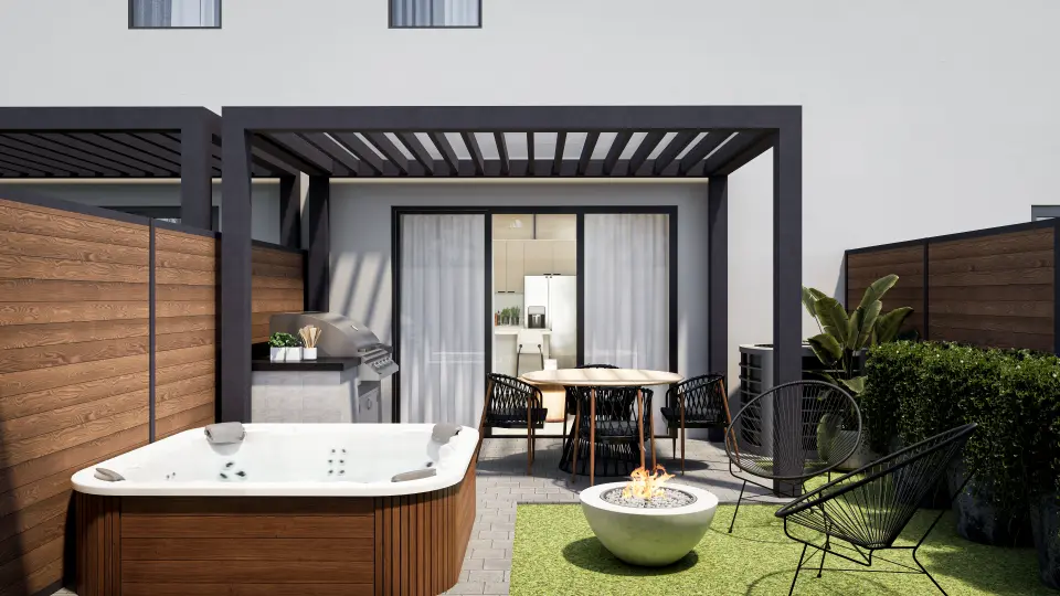 Private garden with spa