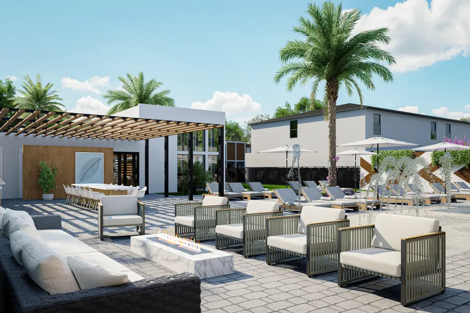 Pool with cabanas