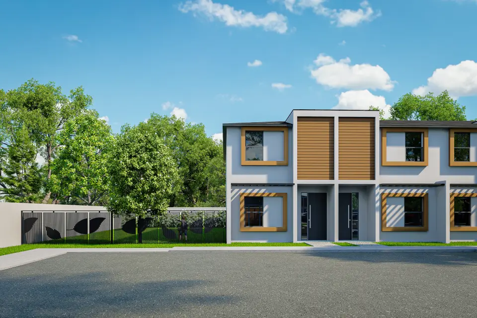 Internal street with townhomes